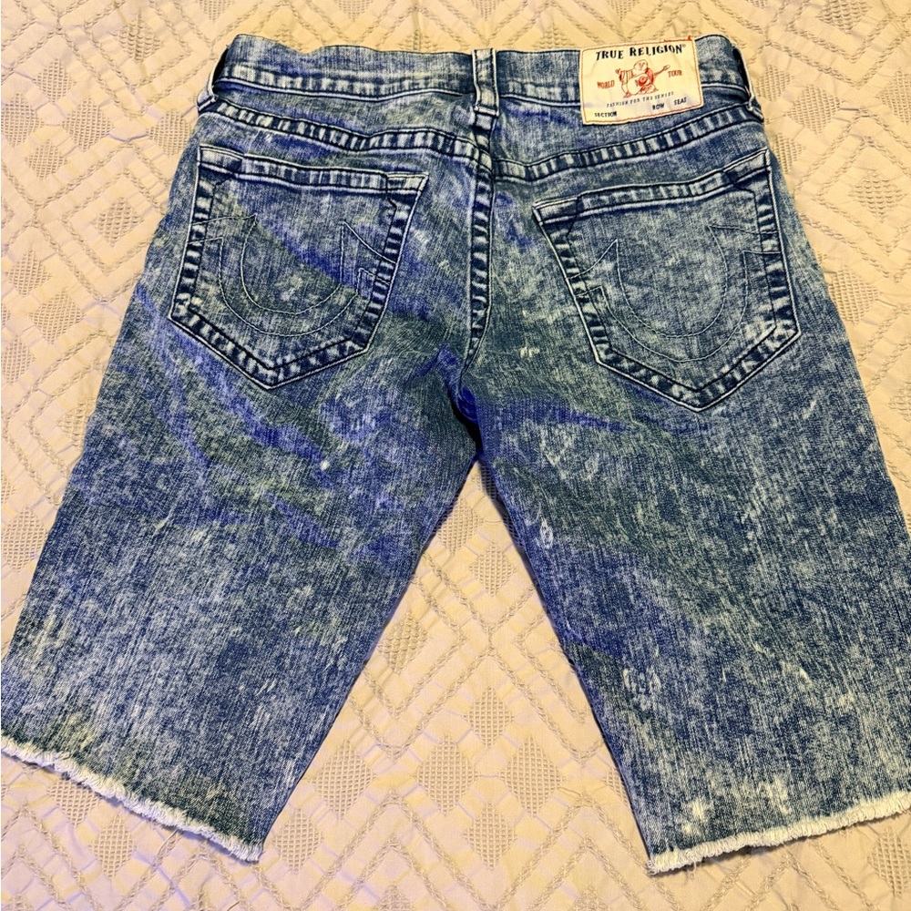 True Religion Acid Wash Jean Shorts